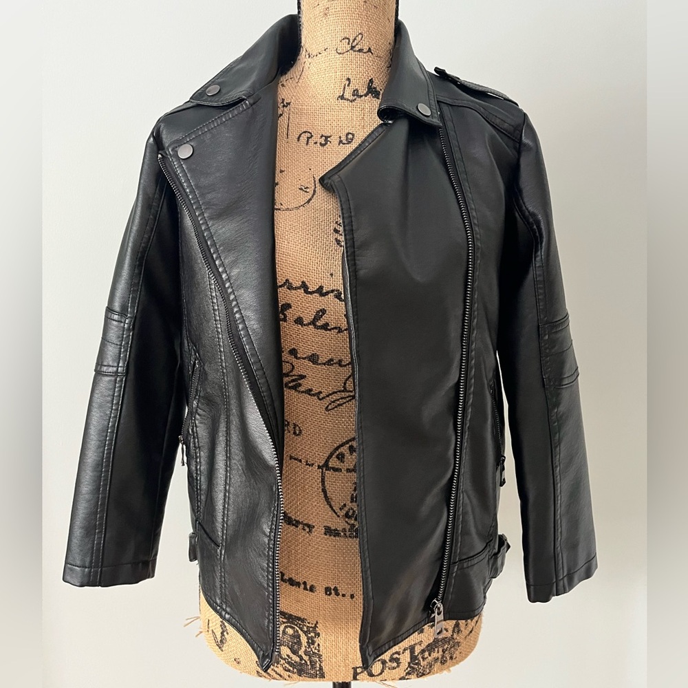 Kids Black Faux Leather Jacket